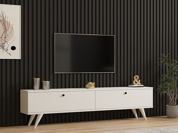 HABITAT ET JARDIN - Meuble TV en bois "Paris" - 160 x 25 x 40 cm - Blanc - large