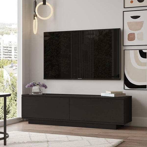 HABITAT ET JARDIN - Meuble TV en bois "FN1" - 140 x 35 x 38 cm - Noir - large