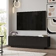 HABITAT ET JARDIN - Meuble TV en bois "FN1" - 140 x 35 x 38 cm - Noir - vignette