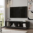 HABITAT ET JARDIN - Meuble TV en bois "FN1" - 140 x 35 x 38 cm - Noir - vignette