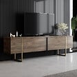 HABITAT ET JARDIN - Meuble TV en bois "Luxe" - 180 x 30 x 50 cm - NoyerOr - vignette