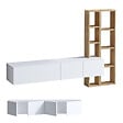 HABITAT ET JARDIN - Meuble TV en bois "Pana" - 182 x 32 x 25 cm - Blanc, Chêne - vignette