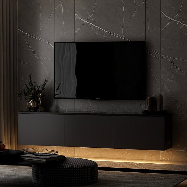 HABITAT ET JARDIN - Meuble TV en bois "Neon" - 160 x 32 x 35 cm - Anthracite - large