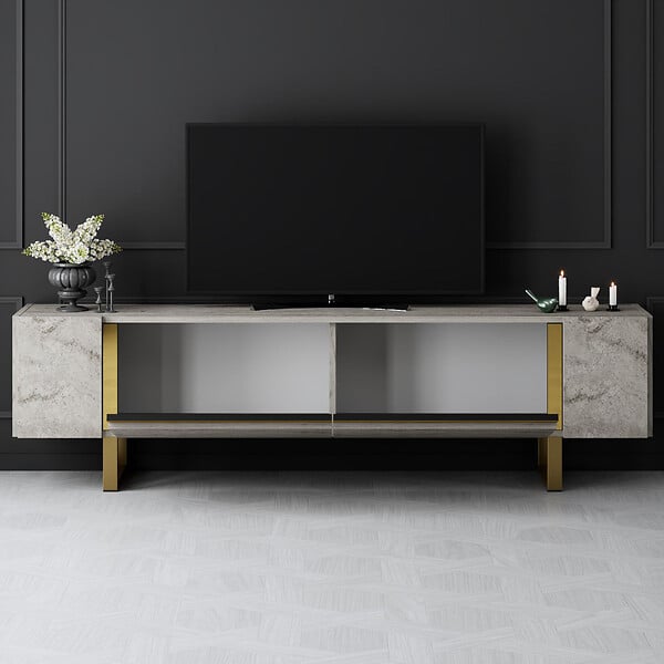 HABITAT ET JARDIN - Meuble TV en bois "Yildiz" - 180 x 30 x 50 cm - TravertinOr - large