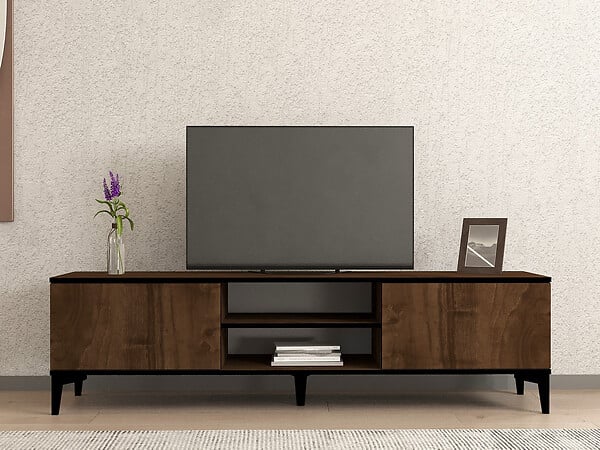 HABITAT ET JARDIN - Meuble TV en bois "Erem" - 180 x 40 x 45 cm - NoyerNoir - large