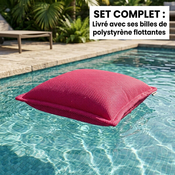 SOO  SANTAI - Coussin piscine flottant 65x65 cm rose – billes incluses (à remplir) – intérieur / extérieur (CF6565-3-SET) - large