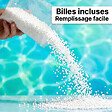 SOO  SANTAI - Coussin piscine flottant porte-verres 75x75 cm orange – billes incluses (à remplir) – intérieur / extérieur (PPF7575-6-SET) - vignette