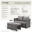 TECTAKE - Salon de jardin en rotin 2 en 1 gris ensemble modulable 4 personnes canapé table extérieur terrasse balcon coussins imperméables - vignette