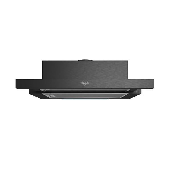 WHIRLPOOL - Hotte téléscopique encastrable, 3 vitesses, filtre à charbon inclus, filtres aluminium lavable en machine, noir (AKR7491NB) - large