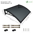 VOUNOT - Auvent de porte marquise 100x80 cm en Polycarbonate anti UV Anthracite - vignette