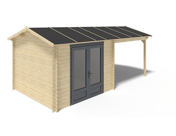 ALTANKA - Abri de jardin en bois - 17.4m2 - 5.79x3m - Ep. 28mm - Couleur: naturel - DOM640 - large
