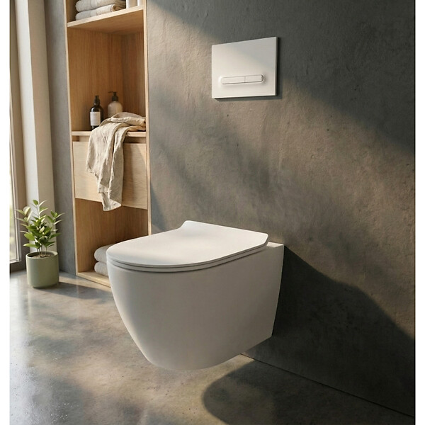 CERAMIA - PixL WC suspendu en céramique Vortex , fixations invisibles + abattant Soft-Close, Blanc mat (CEPX010RTORPWM) - large