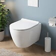 CERAMIA - PixL WC suspendu en céramique Vortex , fixations invisibles + abattant Soft-Close, Blanc brillant (CEPX010RTORP) - vignette