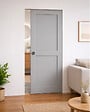 GD MENUISERIES - Porte Coulissante Athena Gris Clair 2 Panneaux H204 x L73 cm, Galandage - vignette