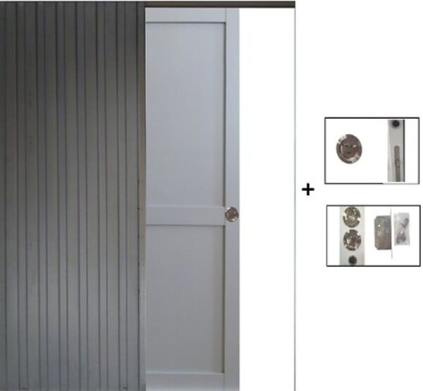 GD MENUISERIES - Porte Coulissante Athena Gris Clair 2 Panneaux H204 x L73 cm, Galandage - large