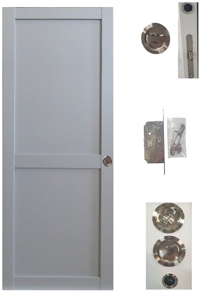 GD MENUISERIES - Porte Coulissante Athena 2 Panneaux Gris Clair H204 x L83 cm, serrure condamnation - large
