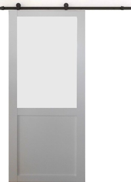 GD MENUISERIES - Porte Coulissante Athena blanc H204 x L83 cm, Rail roulettes - large