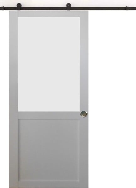 GD MENUISERIES - Porte Coulissante Athena blanc H204 x L83 cm, Rail Roulettes, Coquilles - large