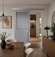 GD MENUISERIES - Porte Coulissante Athena Gris Clair Vitrée H204 x L83 cm, Rail Alu, Coquilles - vignette