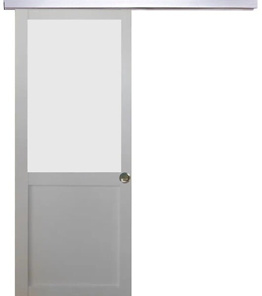GD MENUISERIES - Porte Coulissante Athena Blanc H204 x L83 cm, Rail Alu, Coquilles - large