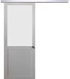 GD MENUISERIES - Porte Coulissante Athena Blanc H204 x L83 cm, Rail Alu, Coquilles - vignette
