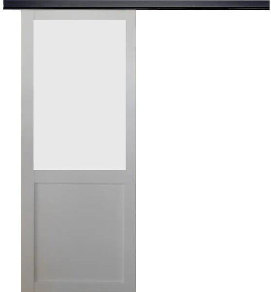 GD MENUISERIES - Porte Coulissante Athena blanc H204 x L73 cm, Rail Alu bandeau noir - large