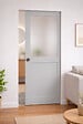 GD MENUISERIES - Porte Coulissante Athena Gris Clair Vitrée H204 x L73 cm, Galandage - vignette