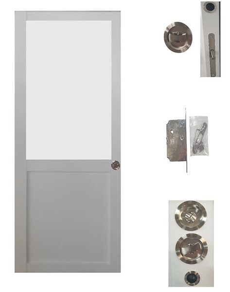 GD MENUISERIES - Porte Coulissante Athena Blanc H204 x L73 cm, serrure condamnation - large