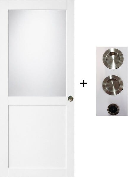 GD MENUISERIES - Porte Coulissante Athena Blanc H204 x L73 cm, coquilles, tire doigt - large