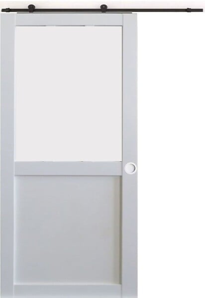 GD MENUISERIES - Porte Coulissante Athena blanc H204 x L83 cm, Rail Roulettes, Coquilles blanc - large