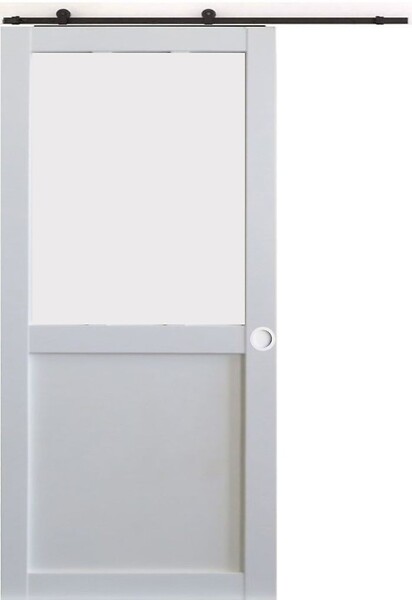 GD MENUISERIES - Porte Coulissante Athena blanc H204 x L73 cm, Rail Roulettes, Coquilles blanc - large