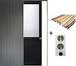 GD MENUISERIES - Porte Coulissante Athena Noir H204 x L73 cm, Galandage, kit finition (coquille et tire doigt) - vignette