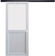GD MENUISERIES - Porte Coulissante Athena blanc H204 x L83 cm, Rail Alu bandeau noir, Coquilles blanc - vignette
