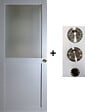 GD MENUISERIES - Porte Coulissante Athena Gris Clair Vitrée H204 x L73 cm, coquilles, tire doigt - vignette