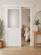GD MENUISERIES - Porte Coulissante Athena Blanc H204 x L83 cm, Rail alu Bandeau Blanc, Coquilles blanc - vignette