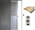 GD MENUISERIES - Porte Coulissante Athena Gris Clair Vitrée H204 x L73 cm, Galandage, kit finition (coquille et tire doigt) - vignette