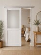 GD MENUISERIES - Porte Coulissante Athena Blanc H204 x L93 cm, Rail Alu, Coquilles blanc - vignette
