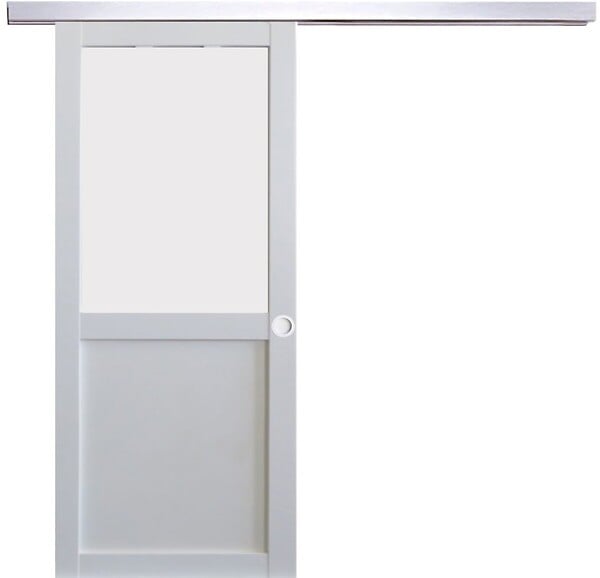 GD MENUISERIES - Porte Coulissante Athena Blanc H204 x L93 cm, Rail Alu, Coquilles blanc - large