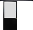 GD MENUISERIES - Porte Coulissante Athena Noir H204 x L93 cm, Rail alu Bandeau Noir, Coquilles - vignette