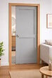 GD MENUISERIES - Porte Coulissante Athena Gris Clair 2 panneaux H204 x L73 cm, Galandage, kit finition (coquille et tire doigt) - vignette
