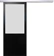 GD MENUISERIES - Porte Coulissante Athena Noir Vitrée H204 x L93 cm, Rail Alu - vignette