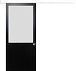 GD MENUISERIES - Porte Coulissante Athena Noir H204 x L93 cm, Rail Alu Bandeau blanc, Coquilles - vignette