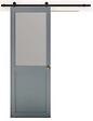 GD MENUISERIES - Porte Coulissante Athena Gris Clair Vitrée H204 x L73 cm, Rail roulettes, Coquilles - vignette
