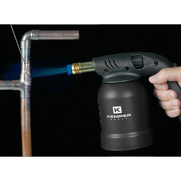 KEMPER - Lampe à souder à gaz Professionnelle Utilisation 360° Chalumeau Gaz Allumage piezo 4 Cartouches gaz Perçables KEMPER - large
