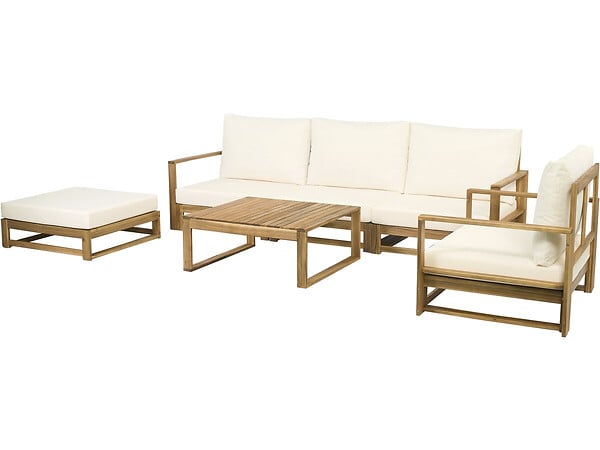 HABITAT ET JARDIN - Salon de jardin en bois modulable avec coussins "Bellingham" - 5 places - Beige - large