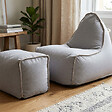 SOO  SANTAI - Fauteuil poire enfant avec repose pieds 75x60x65/45x60x35 cm SANS billes Gris (MBINDR3260-2) - vignette