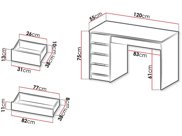 HABITAT ET JARDIN - Bureau "Ada" - 120 x 75 x 55 cm - Noir - large