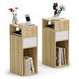 VOUNOT - Lot de 2 Table de chevet d’appoint avec tiroir et compartiment 25x30x66cm naturel - vignette