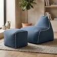 SOO  SANTAI - Fauteuil poire enfant avec repose pieds 75x60x65/45x60x35 cm SANS billes Bleu jeans (MBINDR3260-1) - vignette