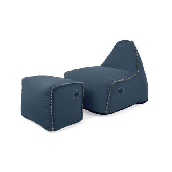 SOO  SANTAI - Fauteuil poire enfant avec repose pieds 75x60x65/45x60x35 cm SANS billes Bleu jeans (MBINDR3260-1) - large